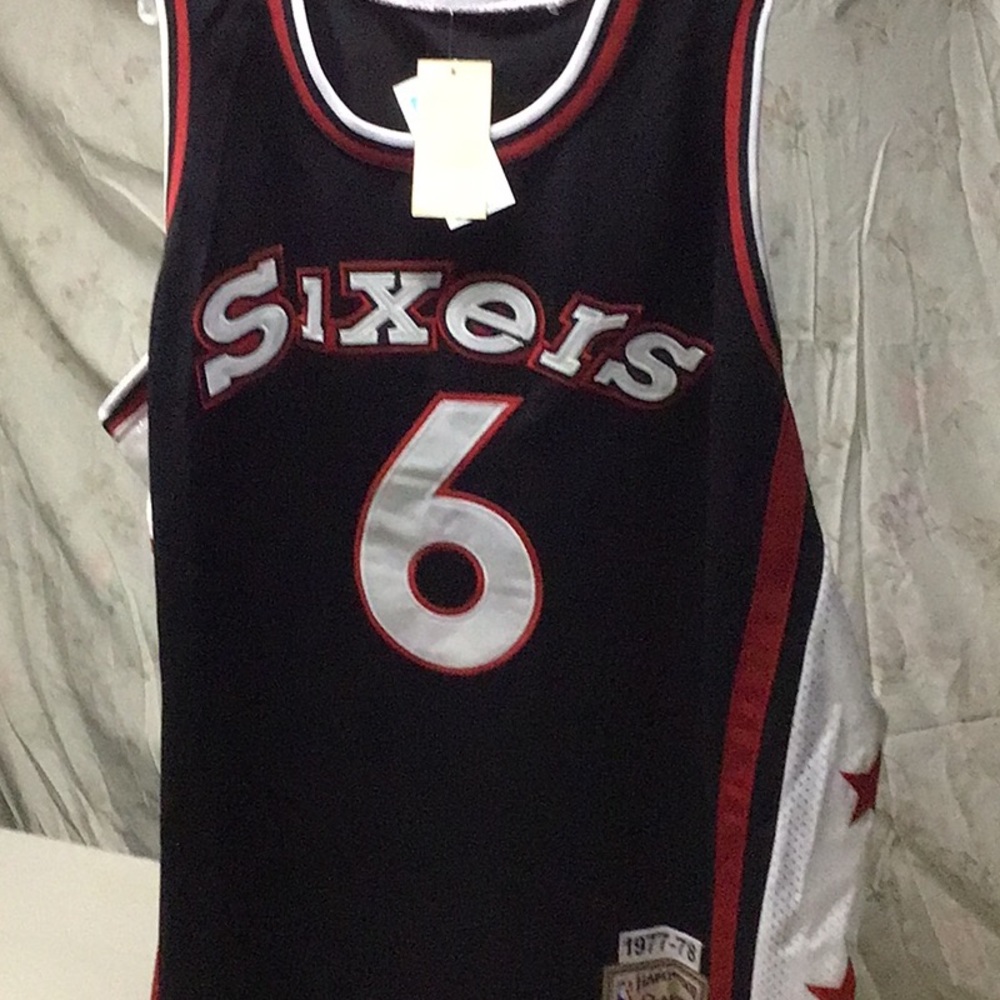 rare!!!  Mitchell & Ness Black and Red Sixers Jersey - Picture 5 of 5